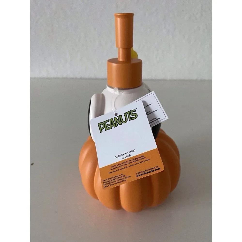 Peanuts Snoopy Woodstock Halloween Jack O Lantern Soap Lotion Pump Dispenser NEW
